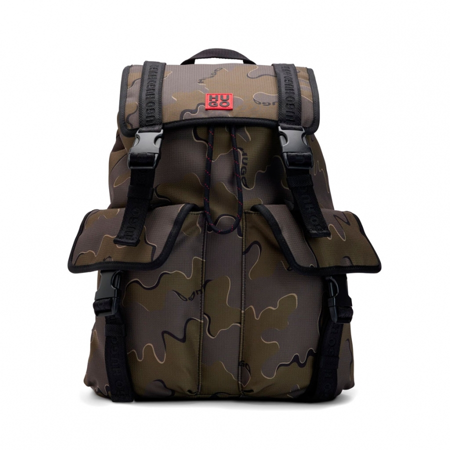 BACKPACK WITH CAMOUFLAGE PRINT AND LOGO