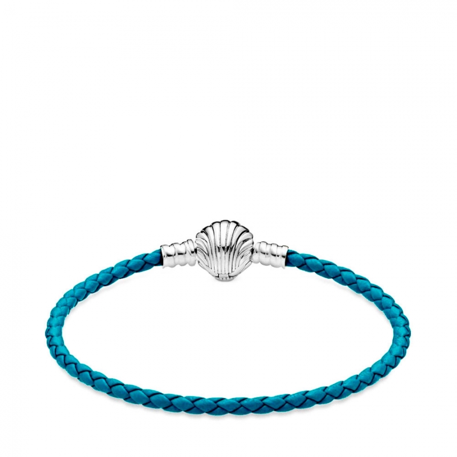 pulsera-pandora-moments-en-cuero-trenzado-turquesa-con-cierre-de-concha-598951c010