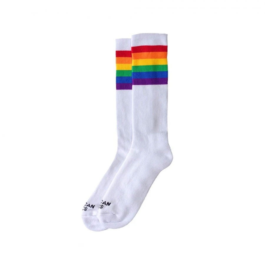 American Socks Chaussettes mi-hautes blanches Rainbow Pride