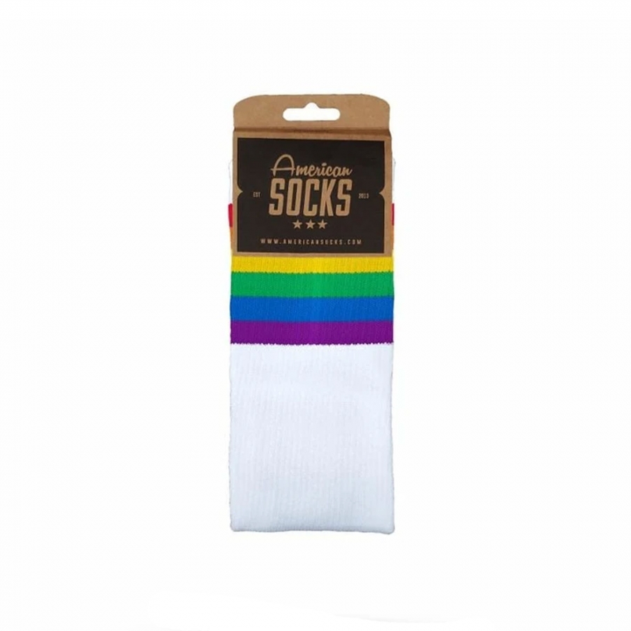 American Socks Chaussettes mi-hautes blanches Rainbow Pride